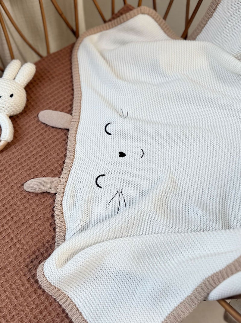 Couverture bébé en tricot Hello Baby Ecru - Kiabi