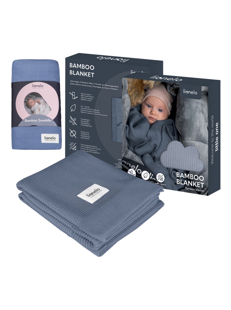 Couverture bébé et Lange en bambou naturel LIONELO Bleu - Kiabi