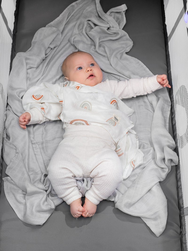 Couverture bébé et Lange en bambou naturel LIONELO Gris - Kiabi