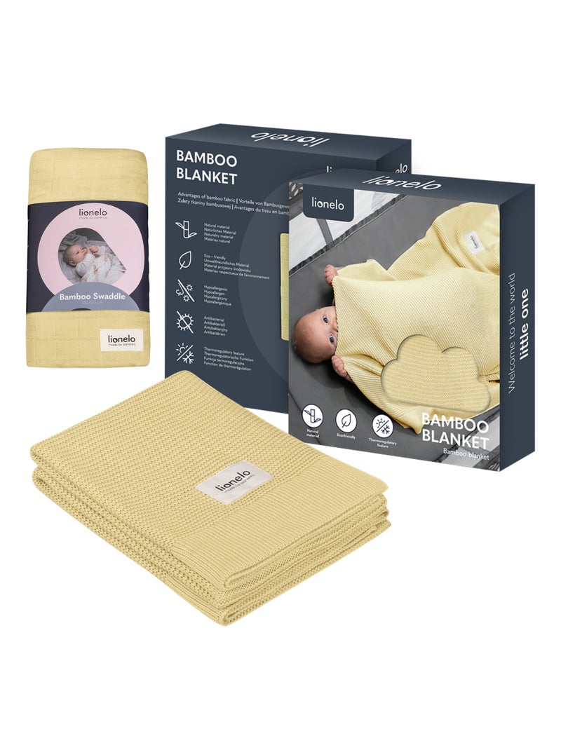Couverture bébé et Lange en bambou naturel LIONELO Jaune - Kiabi