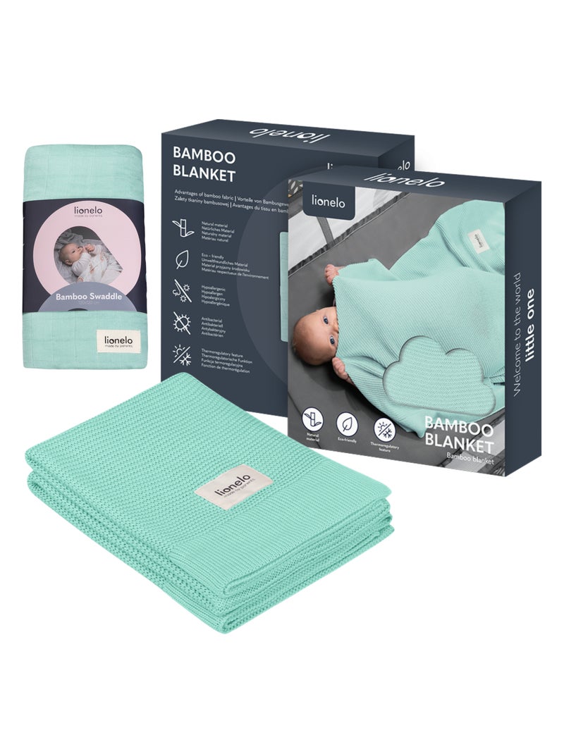 Couverture bébé et Lange en bambou naturel LIONELO Menthe - Kiabi