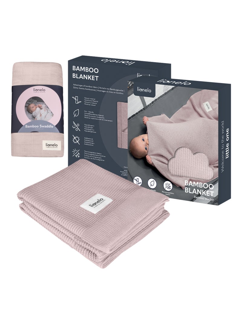 Couverture bébé et Lange en bambou naturel LIONELO Rose - Kiabi