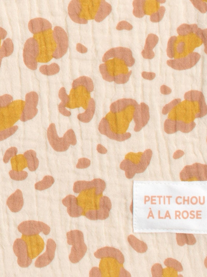 Couverture bébé léopard en gaze de coton et polaire - SAUTHON Beige/Rose - Kiabi