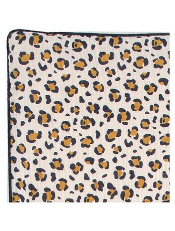 Couverture bébé léopard en gaze de coton et polaire - SAUTHON