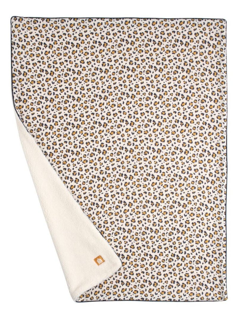 Couverture bébé léopard en gaze de coton et polaire - SAUTHON Noir Ecru - Kiabi