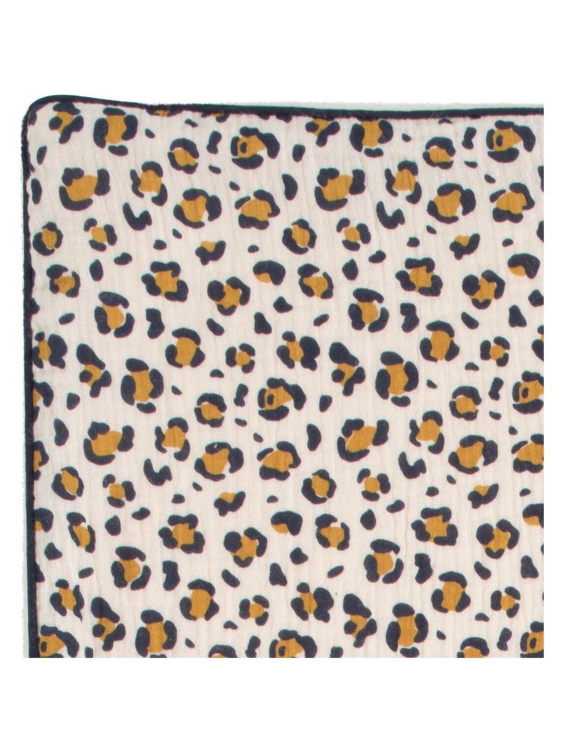 Couverture bébé léopard en gaze de coton et polaire - SAUTHON Noir Ecru - Kiabi