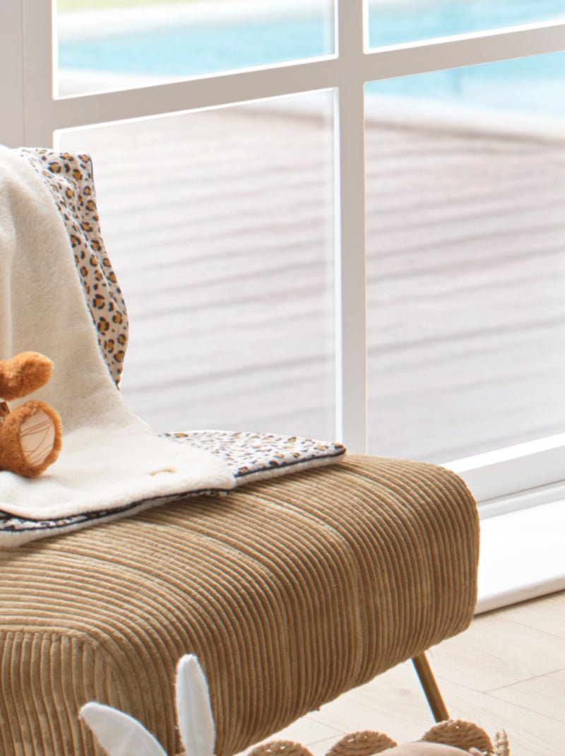 Couverture bébé léopard en gaze de coton et polaire - SAUTHON Noir Ecru - Kiabi