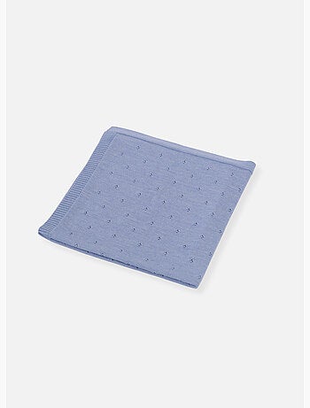 Couverture bébé mailles ajourées 50% laine 50% acrylique