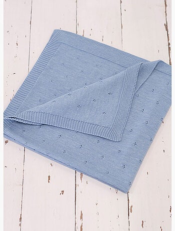 Couverture bébé mailles ajourées 50% laine 50% acrylique
