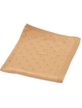 Couverture bébé mailles ajourées 50% laine 50% acrylique