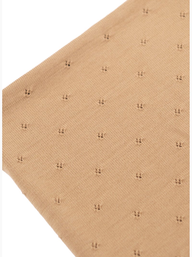 Couverture bébé mailles ajourées 50% laine 50% acrylique Camel - Kiabi
