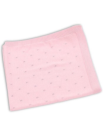 Couverture bébé mailles ajourées 50% laine 50% acrylique