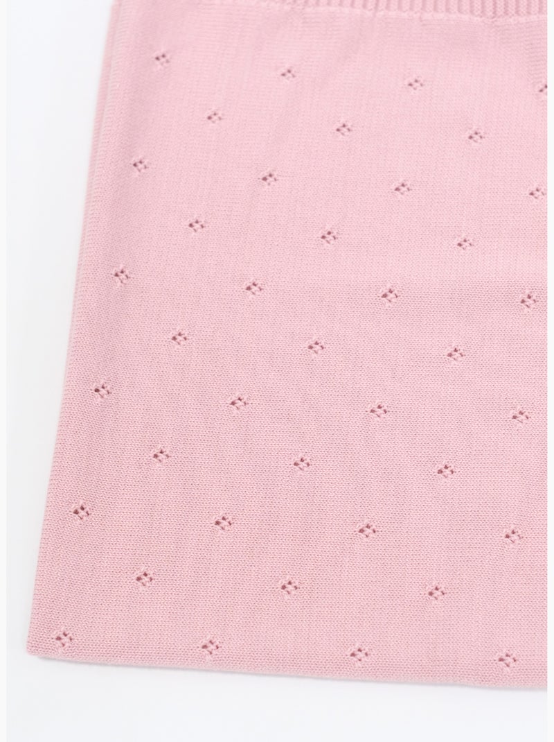 Couverture bébé mailles ajourées 50% laine 50% acrylique Rose - Kiabi