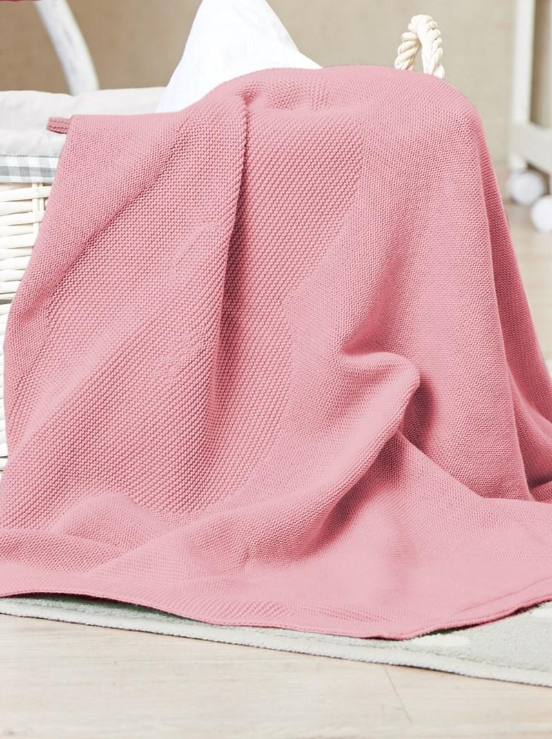 Couverture bébé nuage en coton 70 x 100 cm Rose foncé - Kiabi