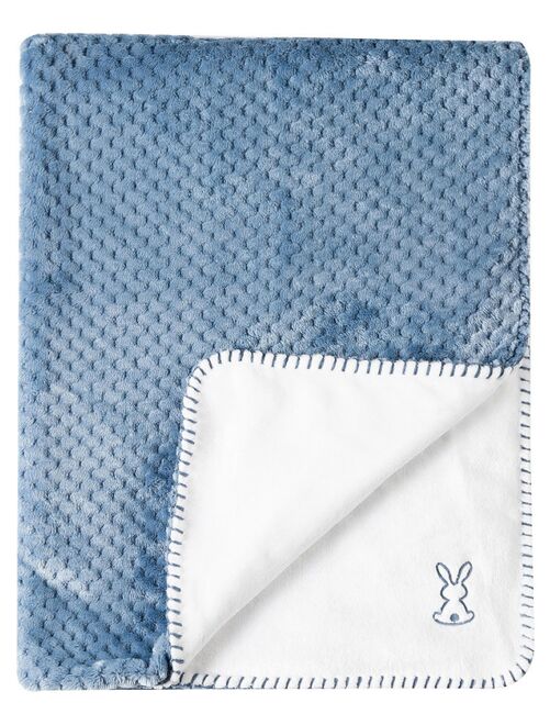 Couverture bébé Supersoft Lapidou bleu et blanc (75 x 100 cm) - Kiabi