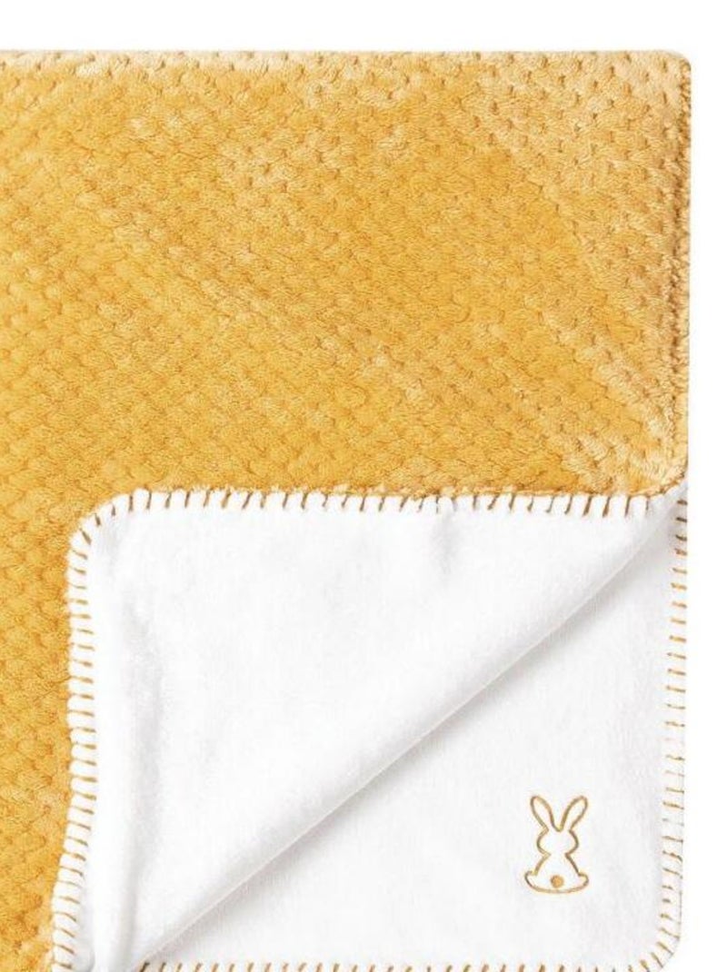 Couverture bébé Supersoft Lapidou ocre et blanc (75 x 100 cm) Blanc - Kiabi