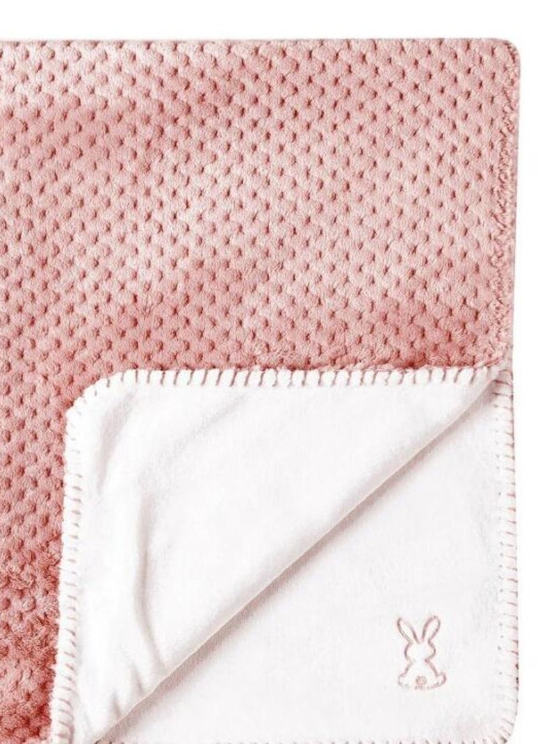 Couverture bébé Supersoft Lapidou rose et blanc (75 x 100 cm) Rose - Kiabi