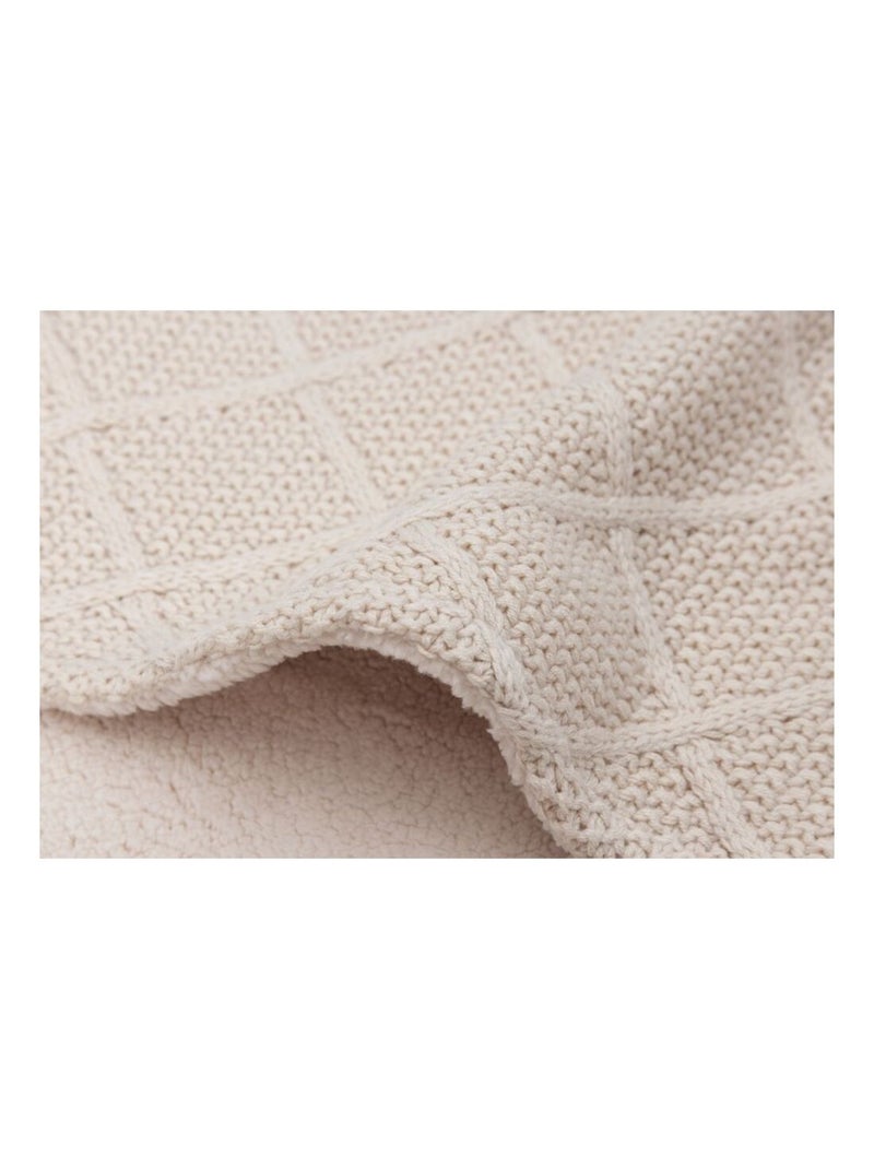 Couverture berceau Check Knit en coton Jollein Beige - Kiabi