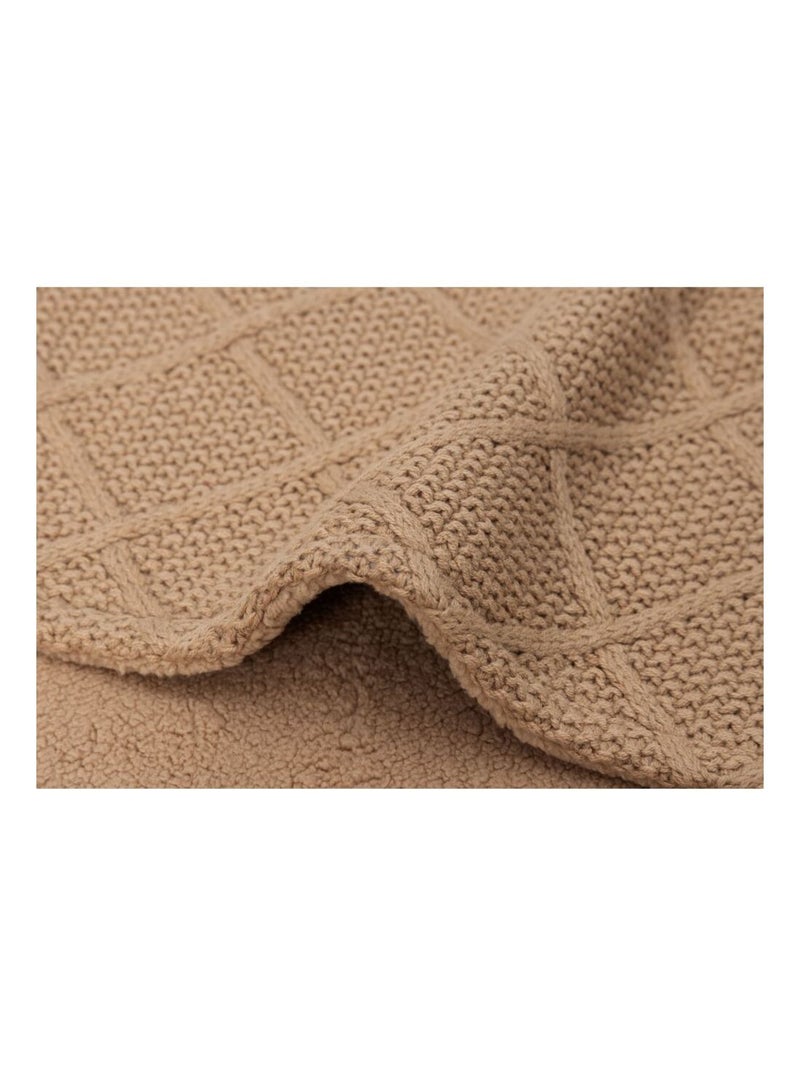 Couverture berceau Check Knit en coton Jollein Marron - Kiabi