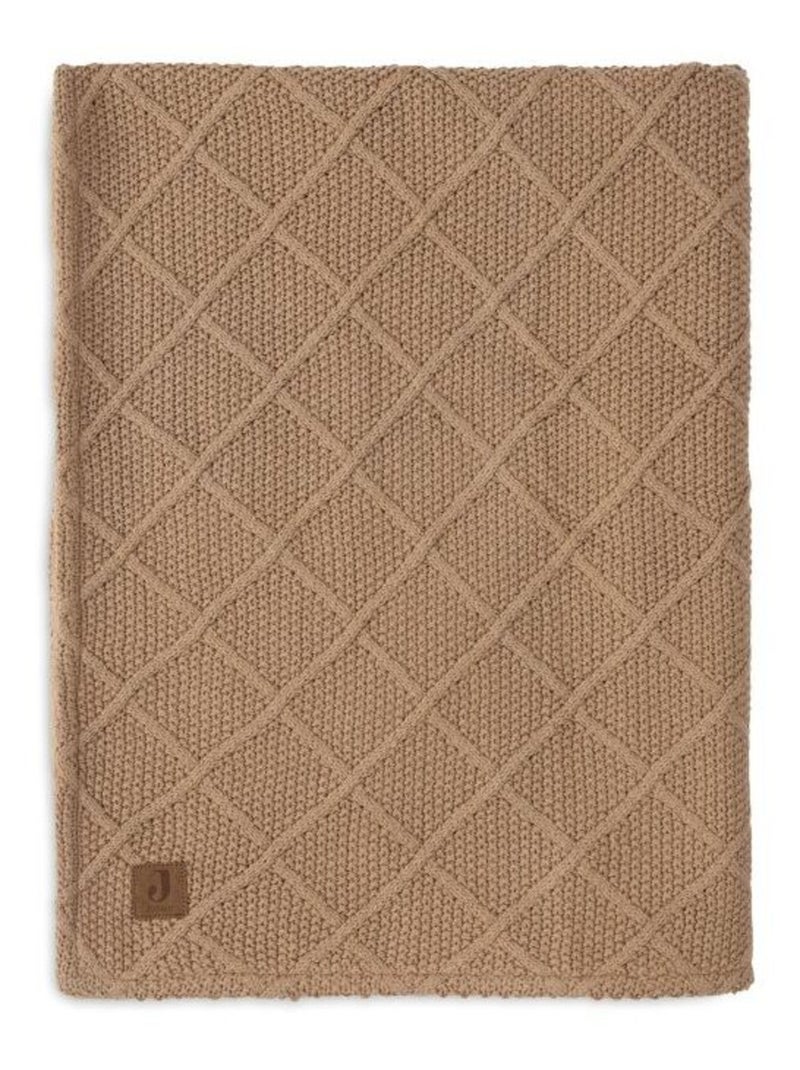 Couverture berceau Check Knit en coton Marron - Kiabi