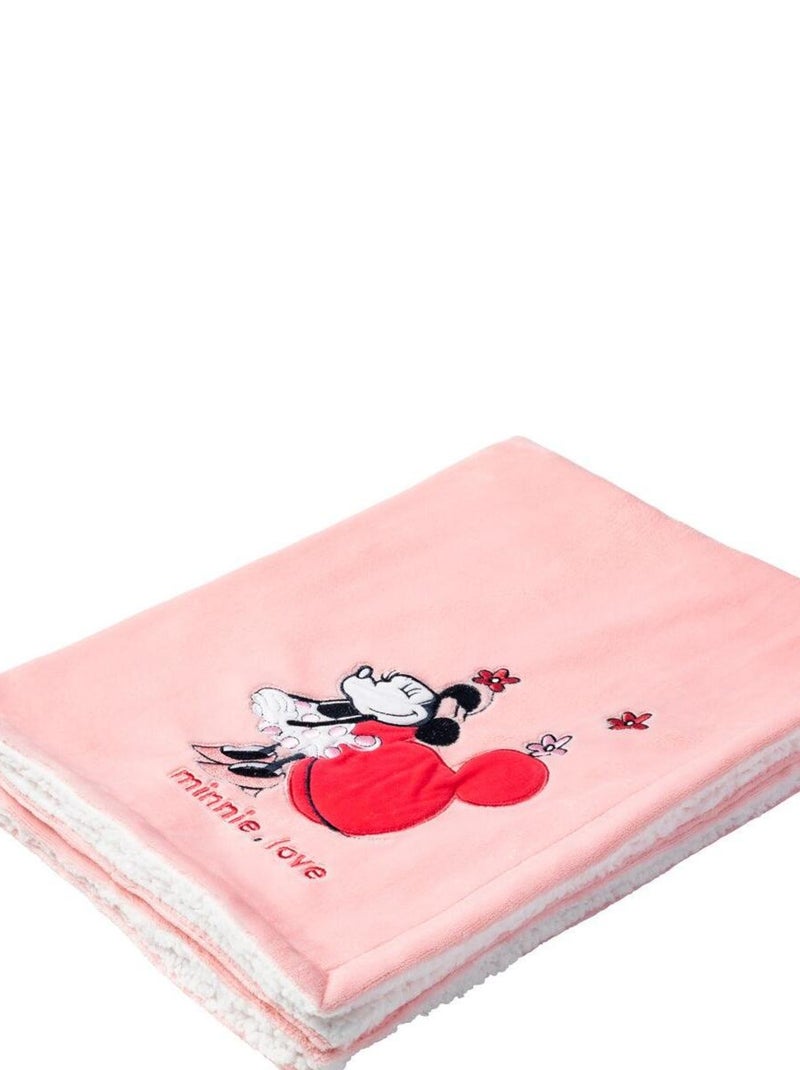 Couverture bi-matière Minnie Confettis 75x100 cm Rose - Kiabi