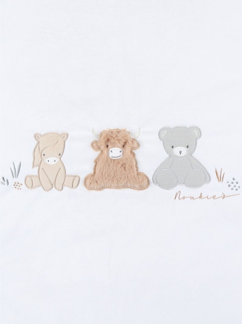 Couverture brodée 75x100 cm en Veloudoux® Noukie's Ecru - Kiabi