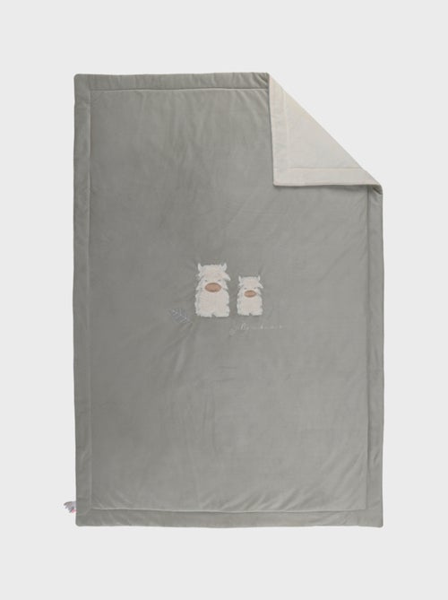 Couverture brodée kaki 100x140 cm en Veloudoux® Noukie's - Kiabi