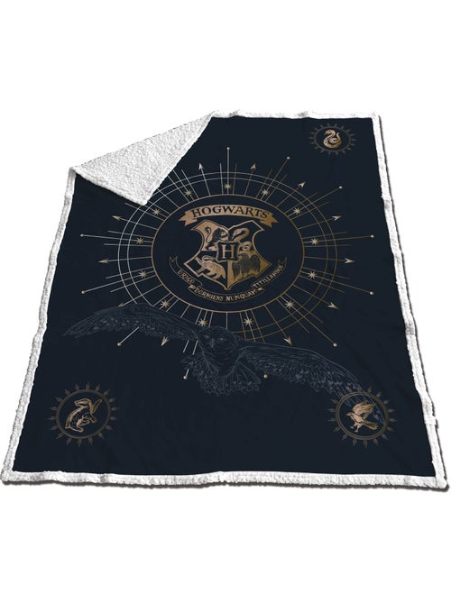 Couverture Coral & Sherpa Harry Potter Poudlard 130x170cm – Blason Or – Licence Officielle - Kiabi
