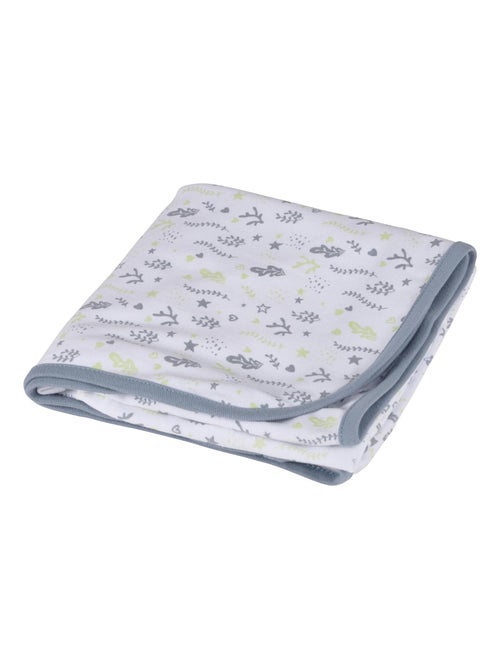 Couverture coton bebe 75 x 75 cm bleu ocean - Kiabi