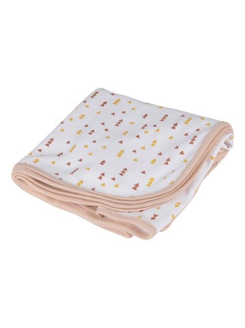 Couverture coton bebe 75 x 75 cm rose foret - Kiabi