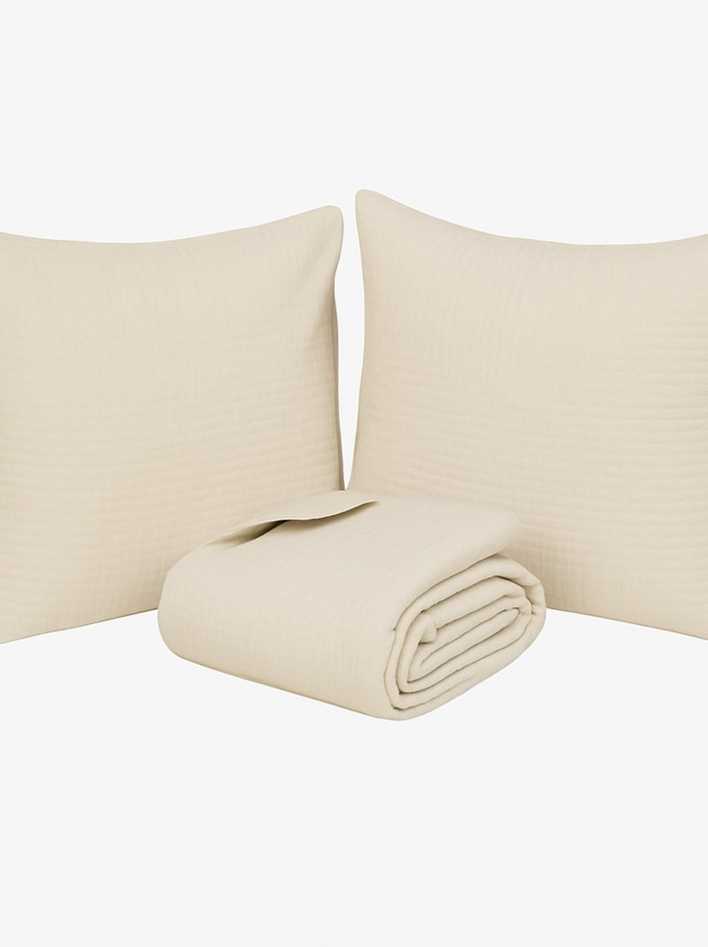 Couverture Couvre lit 260 x 240 cm avec taies Lilou Beige Beige - Kiabi
