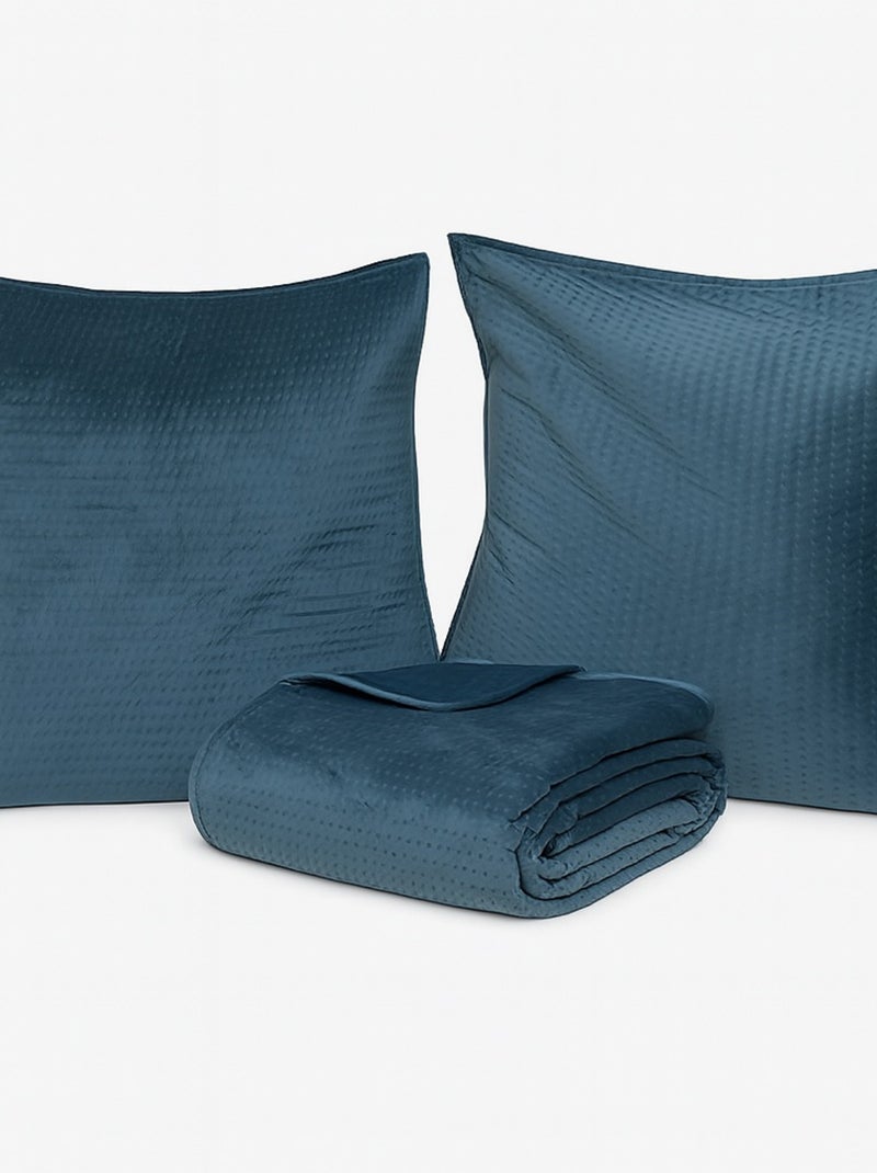 Couverture Couvre lit 260 x 240 cm avec taies Lilou Bleu fonce Bleu foncé - Kiabi