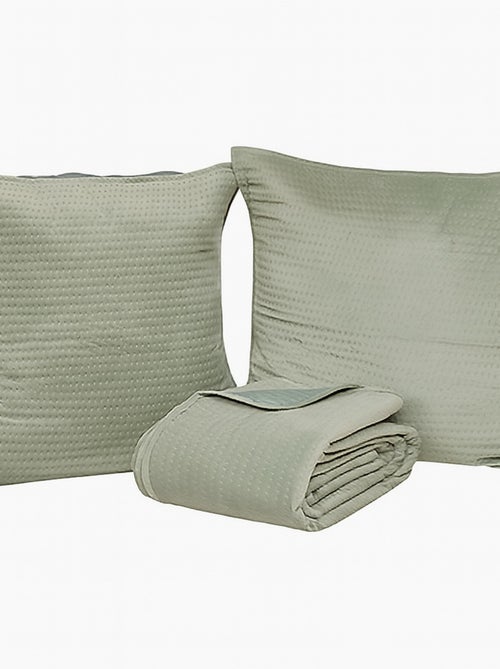 Couverture Couvre lit 260 x 240 cm avec taies Lilou Celadon - Kiabi