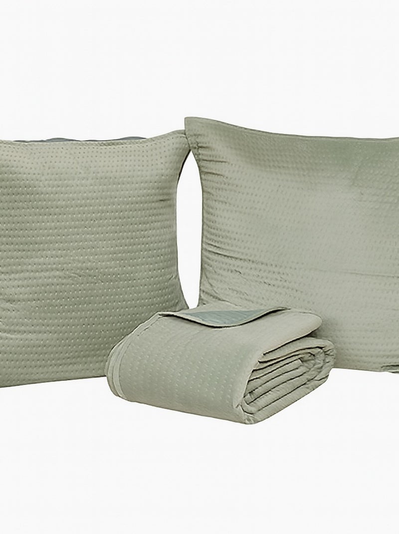 Couverture Couvre lit 260 x 240 cm avec taies Lilou Celadon Vert clair - Kiabi