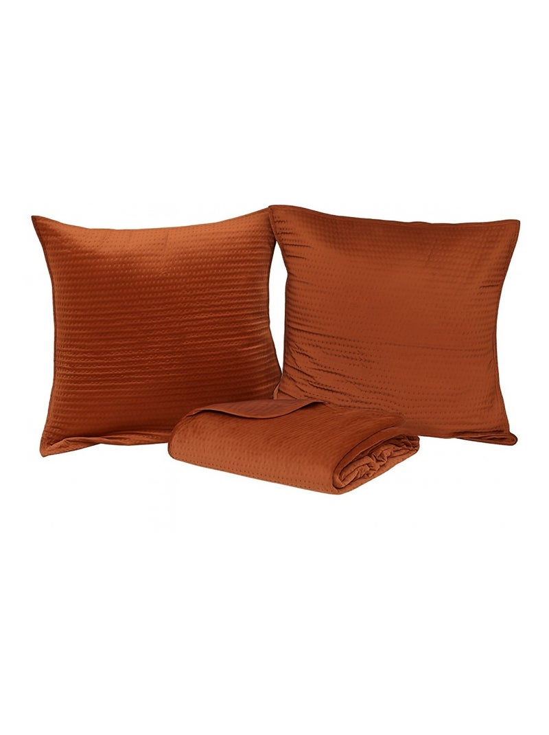 Couverture Couvre lit 260 x 240 cm avec taies Lilou Terracotta Marron cappuccino - Kiabi