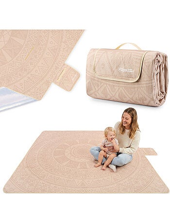 Couverture de pique-nique xxl 200x200 hypermotion mandala bohème imperméable