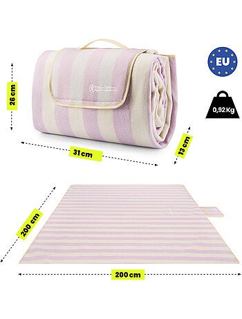 Couverture de pique-nique xxl 200x200 hypermotion rayures imperméable