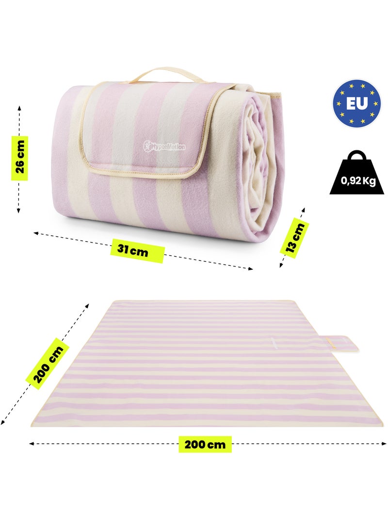 Couverture de pique-nique xxl 200x200 hypermotion rayures imperméable Rose - Kiabi