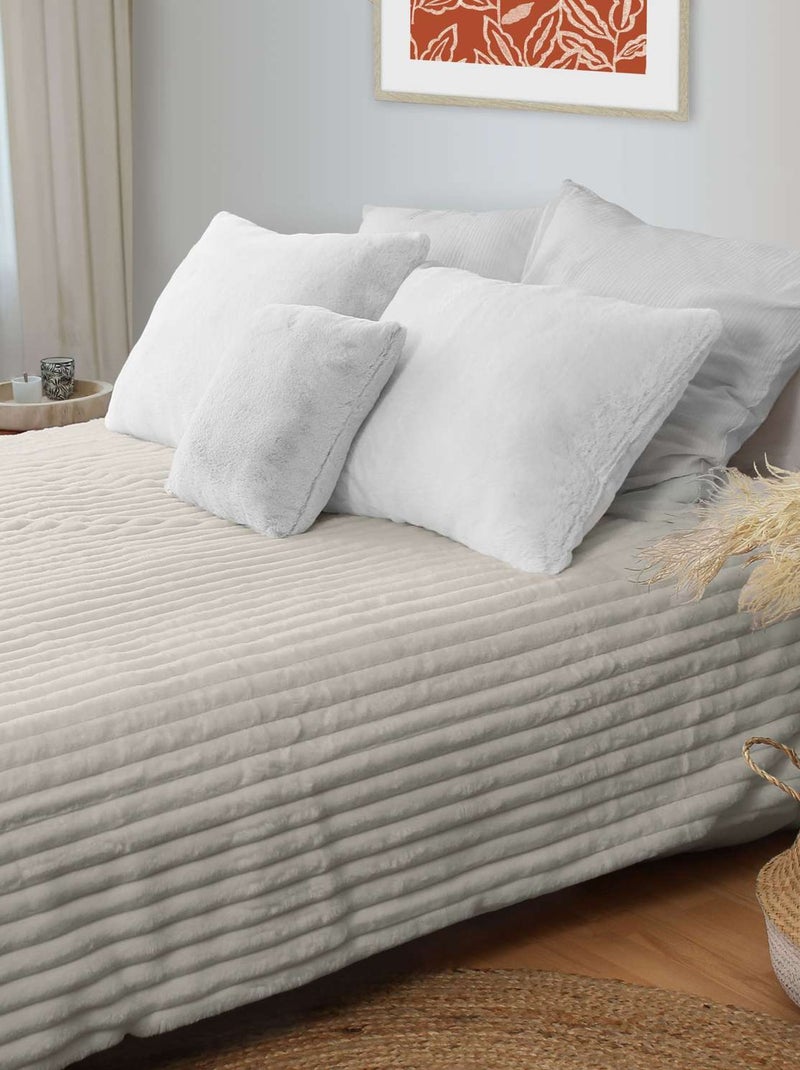 Couverture douce et côtelée SELA Beige - Kiabi