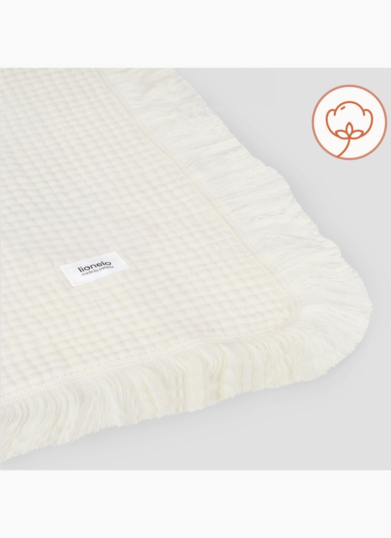 Couverture en coton - LIONELO - 70 x 100 cm - 100 % coton - 280gsm/m2 Beige - Kiabi