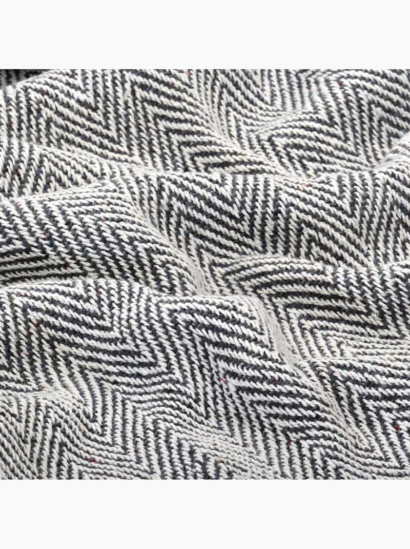 Couverture en coton à motif carré et franges - vidaxl Bleu - Kiabi