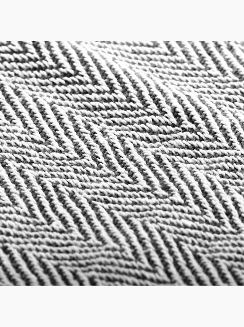 Couverture en coton à motif carré et franges - vidaxl Bleu - Kiabi