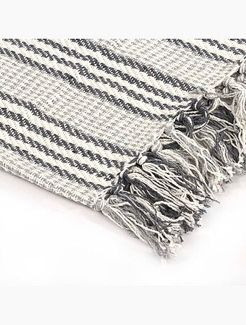 Couverture en coton à motif carré et franges - vidaxl