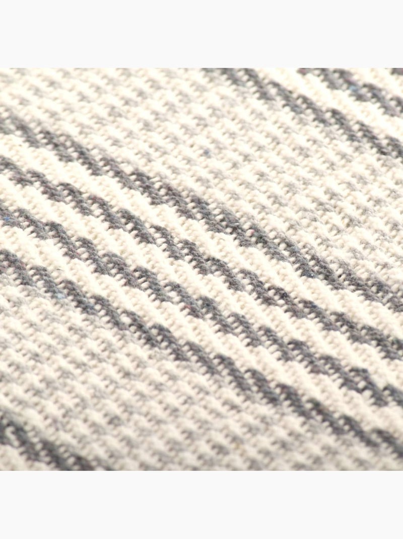 Couverture en coton à motif carré et franges - vidaxl Gris Blanc - Kiabi