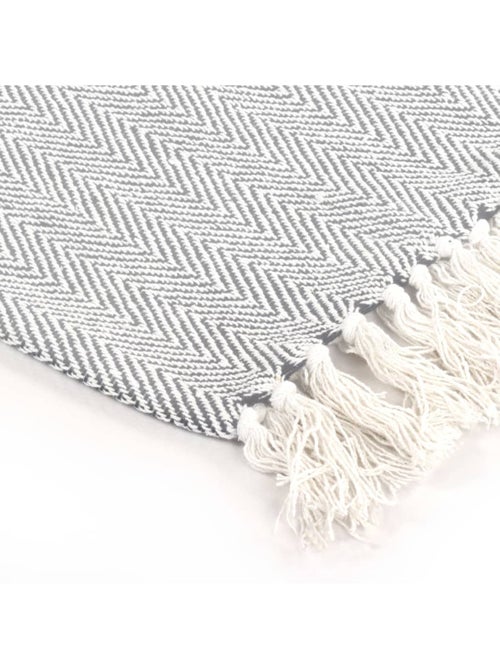 Couverture en coton à motif carré et franges - vidaxl - Kiabi Couverture en coton à motif carré et franges - vidaxl - Kiabi