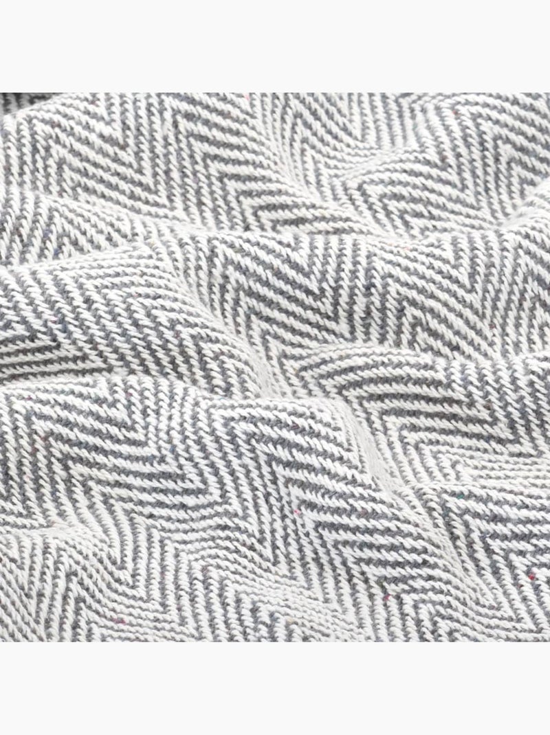 Couverture en coton à motif carré et franges - vidaxl Gris - Kiabi