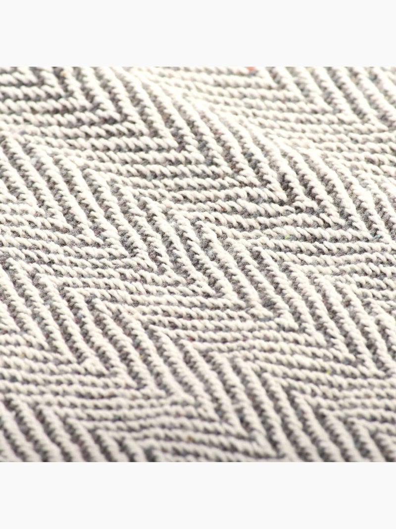 Couverture en coton à motif carré et franges - vidaxl Gris - Kiabi