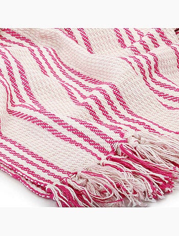 Couverture en coton à motif carré et franges - vidaxl