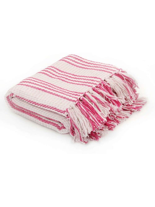 Couverture en coton à motif carré et franges - vidaxl - Kiabi