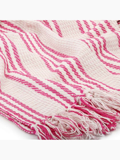 Couverture en coton à motif carré et franges - vidaxl - Kiabi